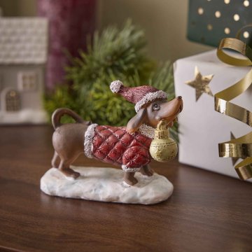 Deko-Hund Weihnachten, Kugel, 12 cm