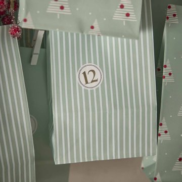 Adventskalender-Set, Tüten/Sticker, Baum/mint