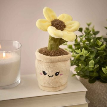 Deko-Topfpflanze mit Gesicht, Sonnenblume, 16 cm
