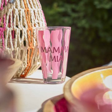 Trinkglas mit Spruch, Mamma Mia/pink, 310 ml