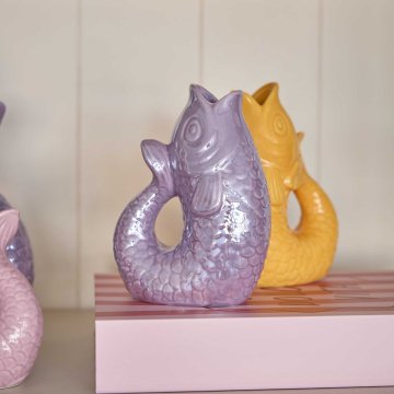 Vase Fisch, lila-pearl, 14.5 cm