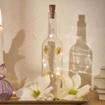 LED-Flasche Frühjahr, Schmetterling/Blume, 32 cm