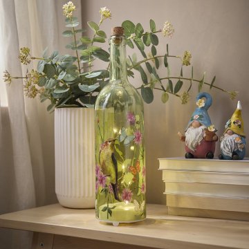 LED-Flasche Vogelgesang, grün, 32 cm