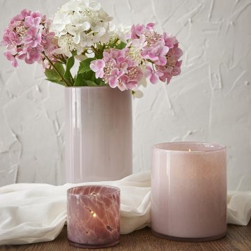 Glas-Vase Zylinder/Opal, rosa, 12 x 14 cm
