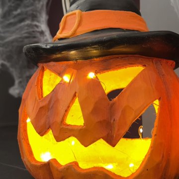 Halloween-Kürbis mit Hut, 40 cm