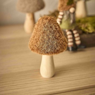 Deko-Pilz Filz, spitz/braun, 7.5 x 12.5 cm