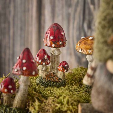 Mini-Pilz Punkte, rot/drei, 7.5 cm