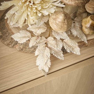 Laubzweig Samt, beige, 36 cm