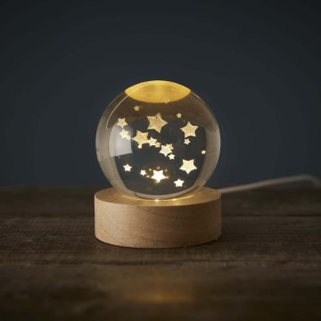 LED-Kugel Winter-Motiv, Sterne, 6 x 7 cm
