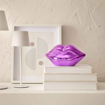 Spardose Lippen, lila, 20 x 10 cm