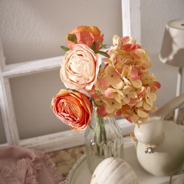 Strauß Rose/Hortensie, peach, 30 cm