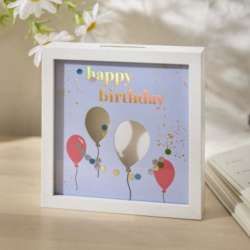 Bilderrahmen Geldgeschenk, Ballon/weiß, 12 x 12 cm