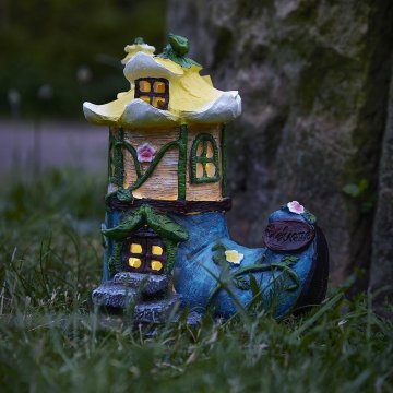 Solar-Haus Blume, Schuh/blau, Höhe 22 cm