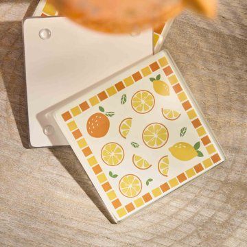 Untersetzer Frucht, eckig/Orangen/orange, 10 cm