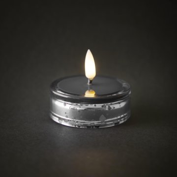 LED-Teelicht, grau/transparent, 7 x 5 cm