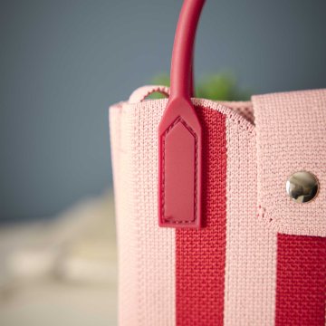 Handytasche Charly, Streifen/rosa/rot, 18 cm