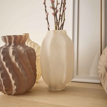 Vase Design, Steinoptik/creme, 13.5 x 22 cm