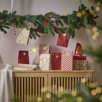 Adventskalender-Set, Tüten/Sticker, Zuckerstange/creme
