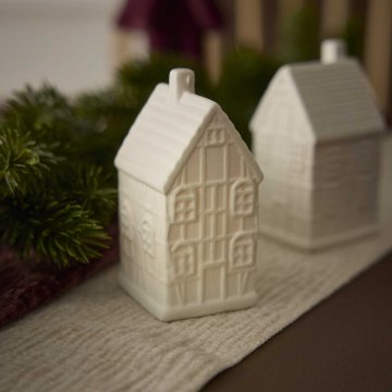 Deko-Haus Fachwerk/vier, weiß/matt, 10 cm