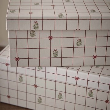 4er Set Geschenkkarton Scandi, Kranz/Raute