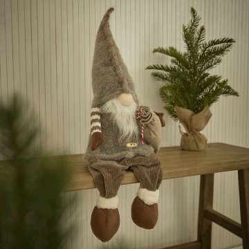 Wichtel-Figur mit Sack, braun, 58 cm