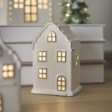 LED-Haus mit Goldrand, rund, 11 cm