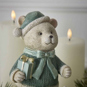 Weihnachtsteddy, Geschenk/grün, 23 cm