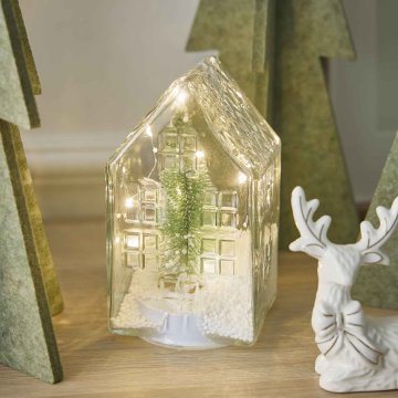 LED-Glashaus, Tanne, 16 cm