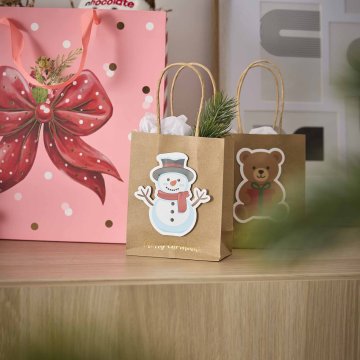 2er Set Geschenktüte Schneemann, 11.2 x 14 cm