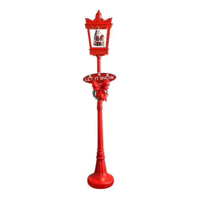 Schnee-Laterne mit Sound, Santa/rot, 180 cm