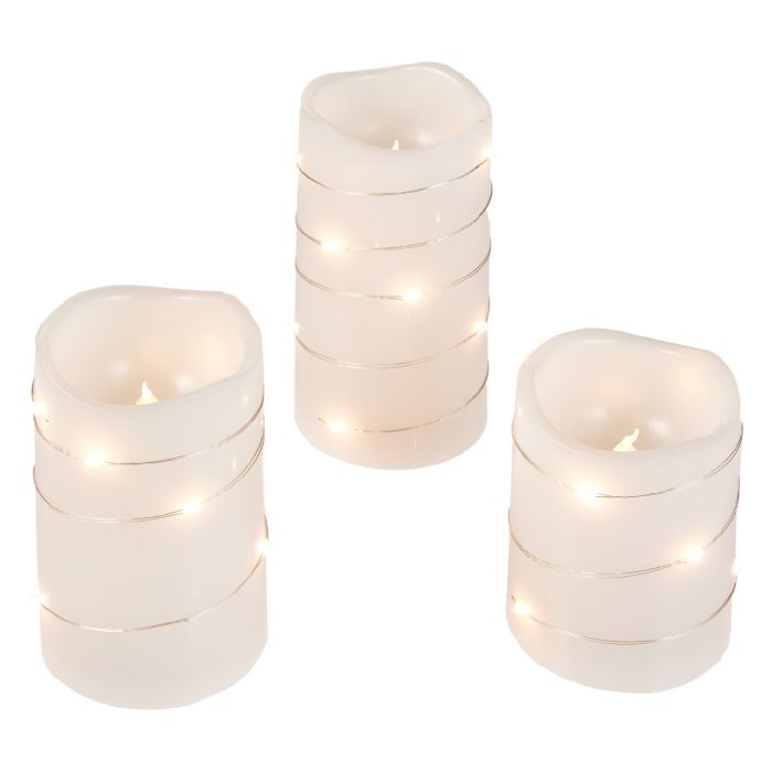 3er Set LED-Kerze mit LED-Draht