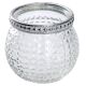 Teelichthalter Saira, Metallrand/silber, klar/Karo, 5 cm