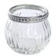 Teelichthalter Saira, Metallrand/silber, klar/Streifen, 5 cm