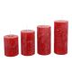 4er Set Kerze Rustik, gestuft, rot