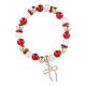 Armband Weihnachten, Perlen/rot-gold, Schleife