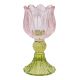 Kerzenständer Tulpe/Teelicht, rosa/grün, 14 cm