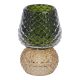 Teelichthalter Zapfen auf Fuß, dunkelgrün/hellbraun, 11 cm