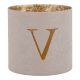 Teelichthalter Buchstabe, V/beige, 7.8 x 7.5 cm