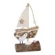 Segelboot Jute, creme, 16 cm