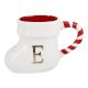 Becher Stiefel mit Buchstabe, E/weiß, 400 ml