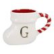 Becher Stiefel mit Buchstabe, G/weiß, 400 ml