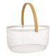 Korb mit Holzhenkel, oval/creme, 29 cm