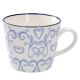 Becher China, weiß/hellblau, 300 ml