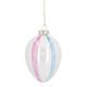 Anhänger Glas-Ei, Batik, opal/längs/weiß/rosa/blau, 7 x 10 cm