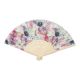 Fächer Bambus, weiß, Blumen-Motiv