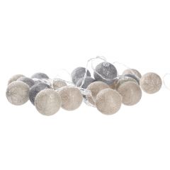 Lichterkette Textilball, grau/braun/schwarz, 20 LED's