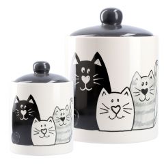 2er Set Vorratsdosen Katzen, schwarz/weiß