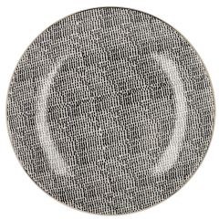 Teller China, Goldrand, Striche, 22 cm, schwarz/weiß