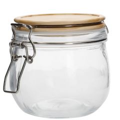 Vorratsglas mit Bügelverschluss, Holzdeckel, 500 ml