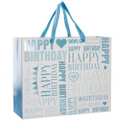 Geschenktüte Geburtstag, blau, 26 cm